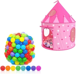 Playz Glow in The Dark Princess Tent with Butterfly Costume with Playz Multicoloured Pit Balls, 50 Count