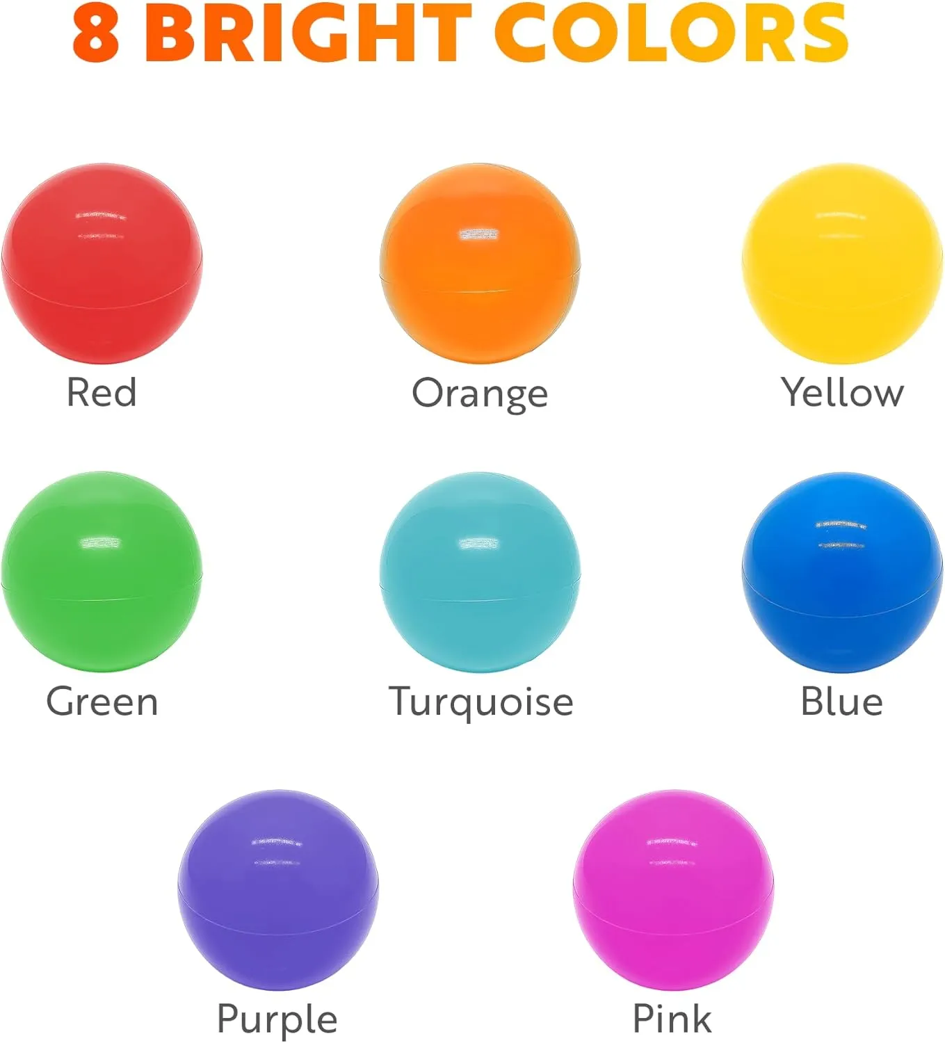 Playz Soft Plastic Mini Ball Pit Balls 50 Count - w/ 8 Vibrant Colors - Crush Proof, No Sharp Edges, Non Toxic, Phthalate & BPA Free for Baby Toddler Ball Pit, Play Tents & Tunnels Indoor & Outdoor