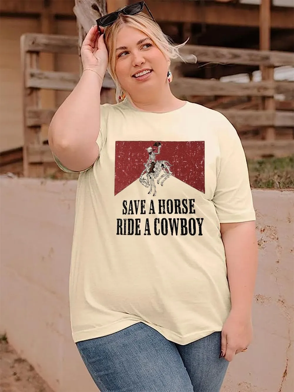Plus Size Cowboy Shirt Cowgirls Tshirt Retro Rodeo Western Tops Country Music Tees Casual Holiday Concert Outfit(2-5X)