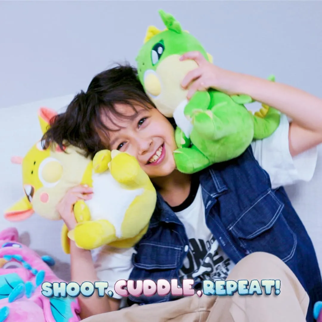 Popbro-Plush Popper Max Dragon Series - FireFairy - Softness Unleashed! – Super Large Foam Ball Shooter, 11" Interactive Plush Toy for Kids – Shoot, Cuddle and Repeat (Yellow)