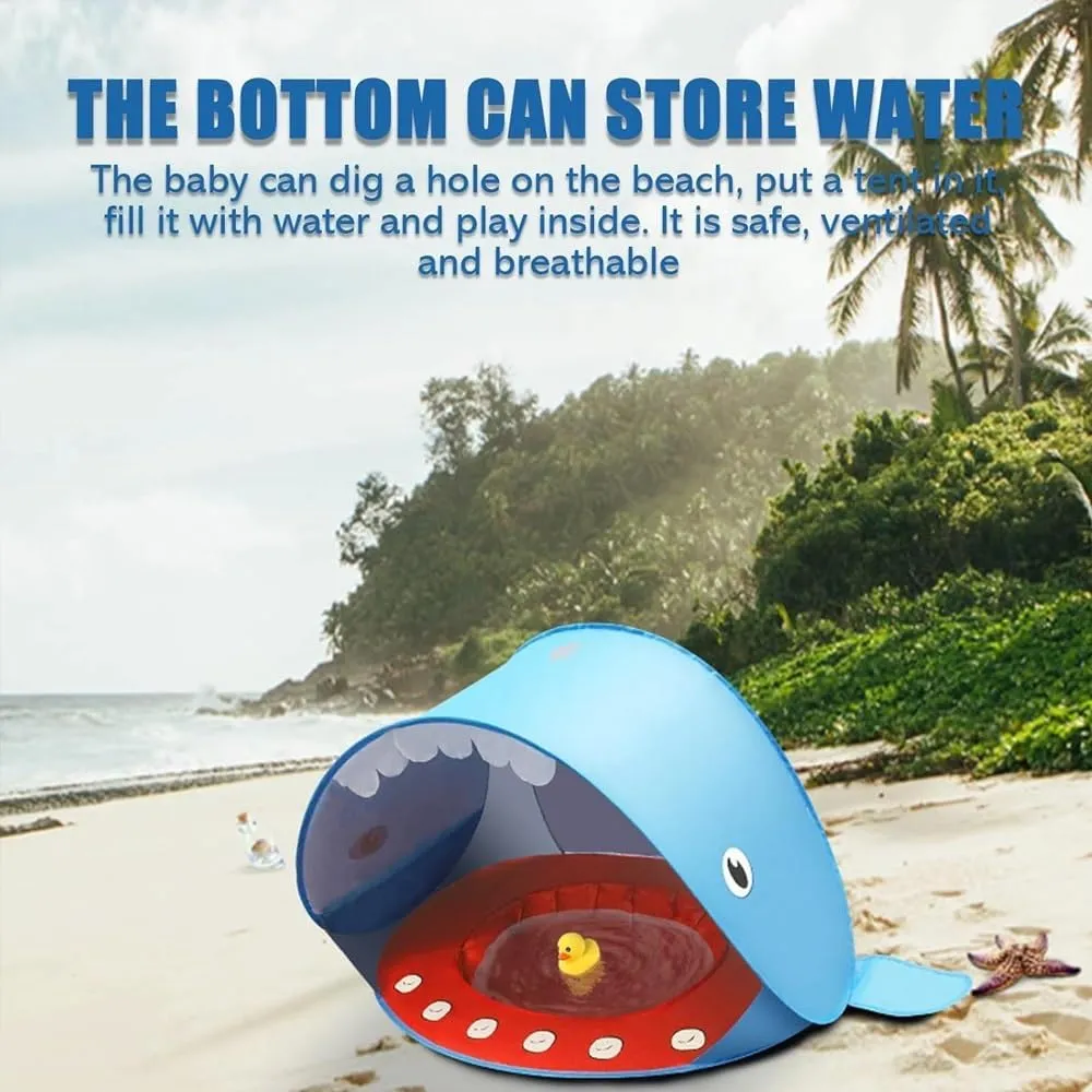 Portable UV-Resistant Baby Beach Tent, Pop up Portable Easy Set Kids Shade Pool, Mono Baby Beach Tent Pop up with Pool, UV Protection Dome for Babies Kids Infant Toddlers(F,Set 1)
