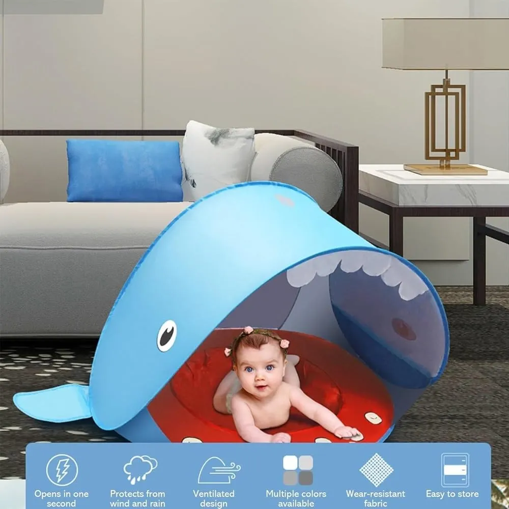 Portable UV-Resistant Baby Beach Tent, Pop up Portable Easy Set Kids Shade Pool, Mono Baby Beach Tent Pop up with Pool, UV Protection Dome for Babies Kids Infant Toddlers(F,Set 1)