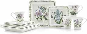 Portmeirion Botanic Garden 12-Piece Square Dinnerware Set - Fine Porcelain with Floral Motifs, Chip-Resistant - Unique Tableware Patterns, Ceramic Serveware Sets for Gifting & Gatherings
