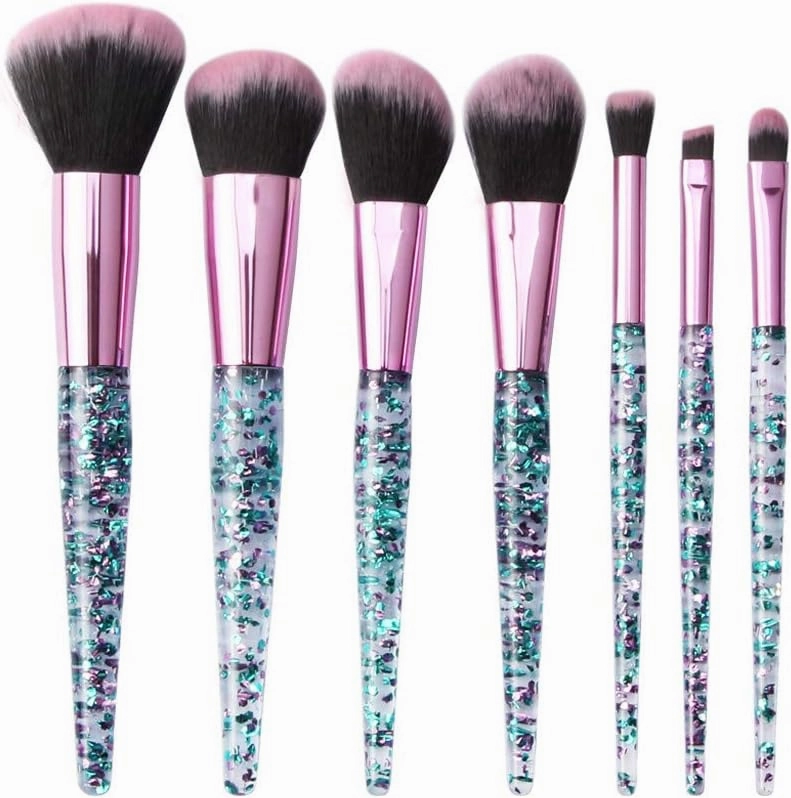 Powder Makeup 7PCS Makeup Brush Set Foundation Eyebrow Cosmetic Brush Eyeshadow Brushes Shiny Brush Tao Face Brush(Green)
