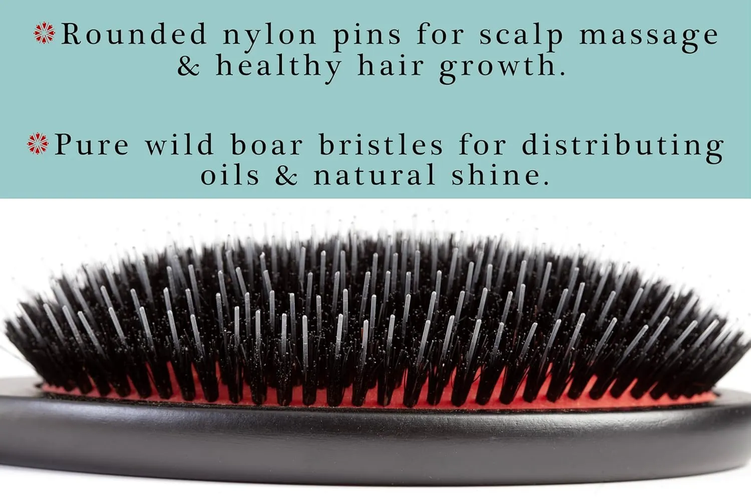 Premium German Brush for Women – Pure Wild Boar Bristles & Rounded Nylon Pins for Smoothing Medium to Thick Hair, Handmade in Germany – Medium Size