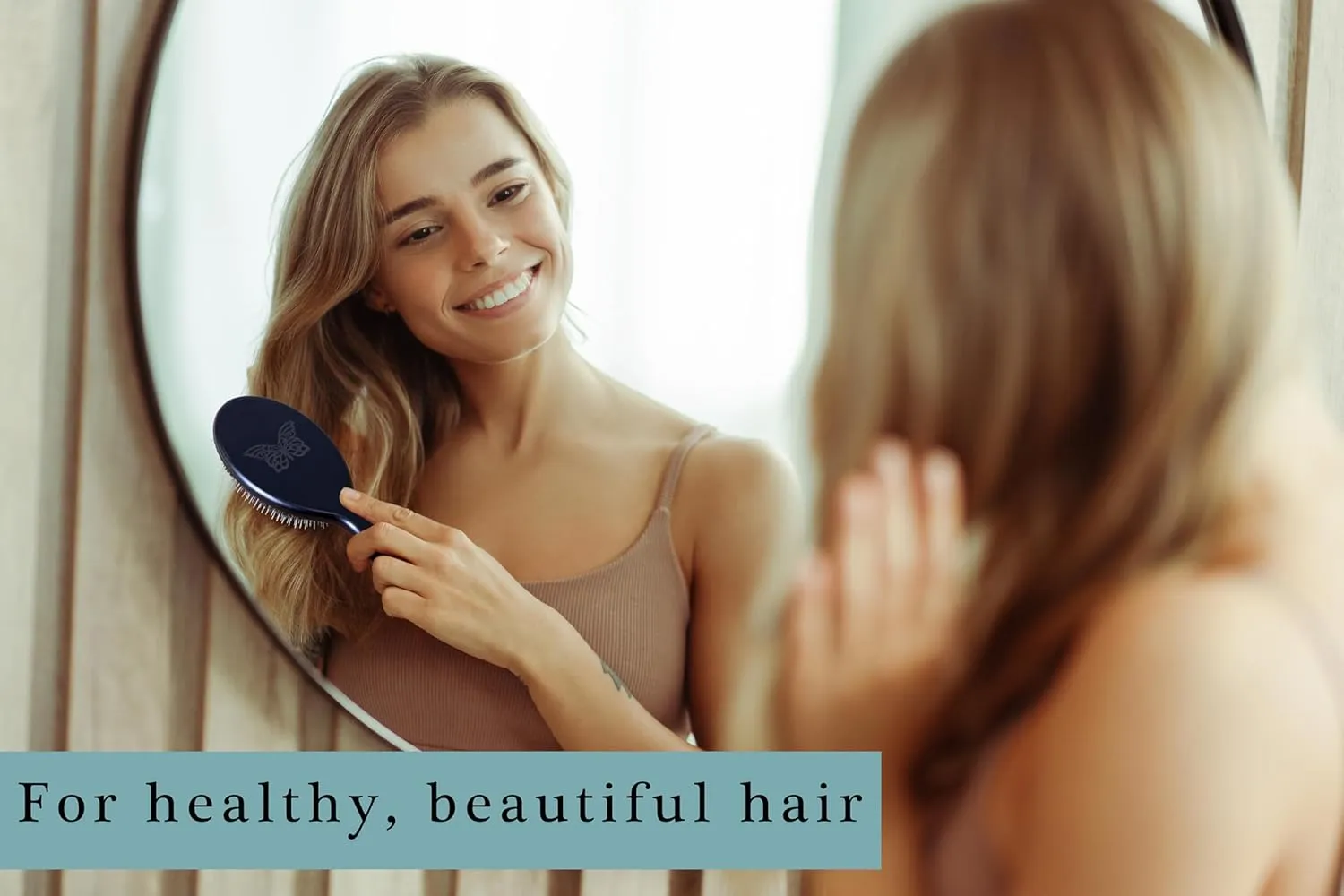 Premium German Brush for Women – Pure Wild Boar Bristles & Rounded Nylon Pins for Smoothing Medium to Thick Hair, Handmade in Germany – Medium Size