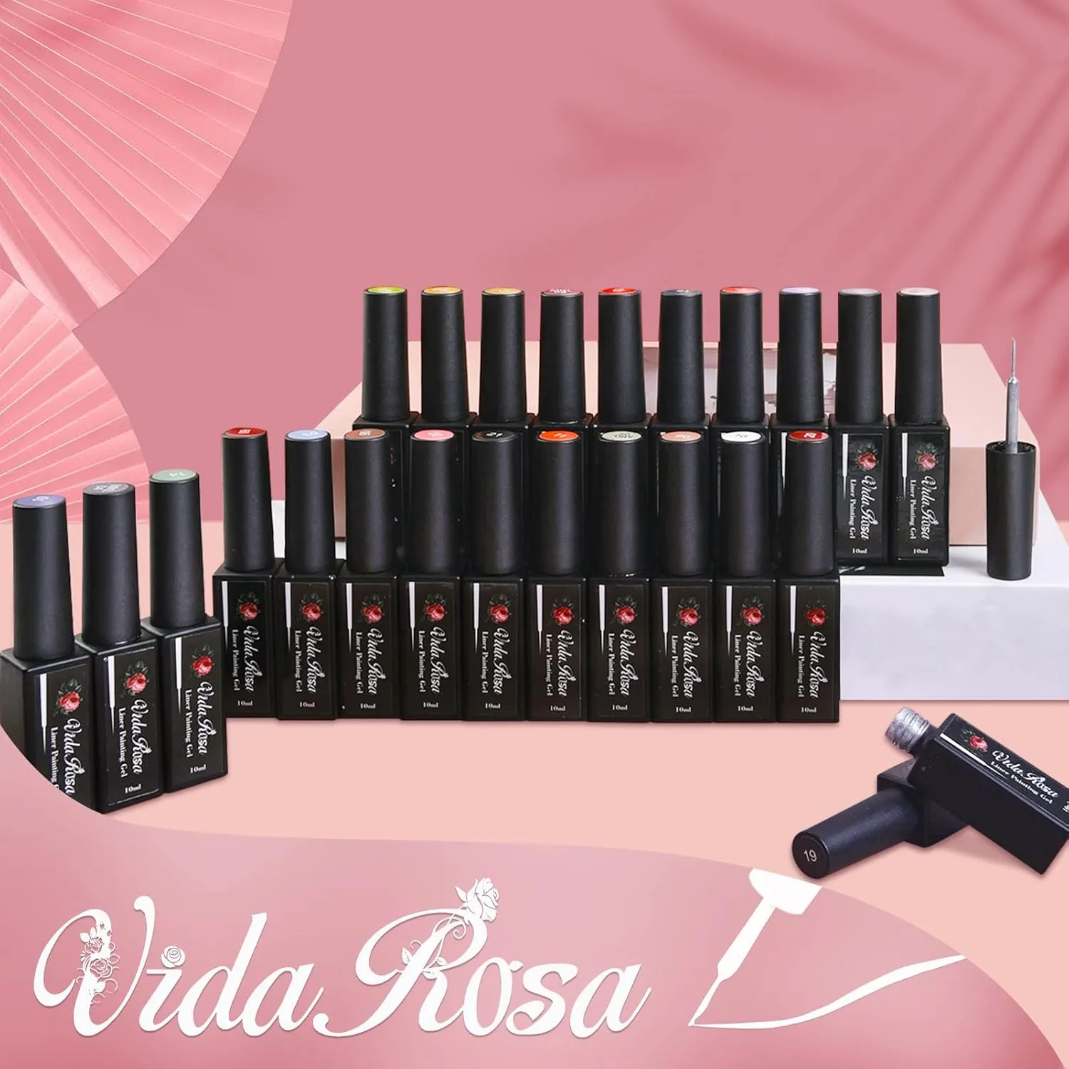 Professional Gel Nail Liner Polish Pens UV LED Painting Gel Polish Set of 5 for Nail Art Nail Design Nail Drawing for Manicure Salon for Striping Strokes Details, Black, White, Gold, Silver, Rose Gold