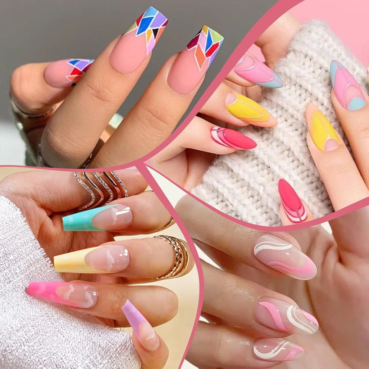 Professional Gel Nail Liner Polish Pens UV LED Painting Gel Polish Set of 5 for Nail Art Nail Design Nail Drawing for Manicure Salon for Striping Strokes Details, Black, White, Gold, Silver, Rose Gold