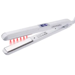 Professional Hair Recovery Tool with Ultrasonic Infrared Technology, LCD Display, Ceramic Straightening and Styling Iron (White)