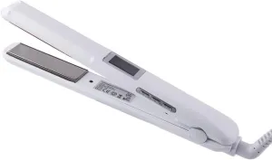 Professional Ultrasonic Infrared Hair Care Cold Flat Iron Hair Straightener Treament Tool, Instant Heat Up Adjustable Temperature Recovers The Damaged Hair, LCD Display, Dual Voltage (White)