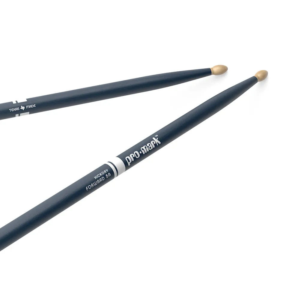 Promark TX5AW-BLUE Hickory 5A Drumsticks, Wood Tip, Blue