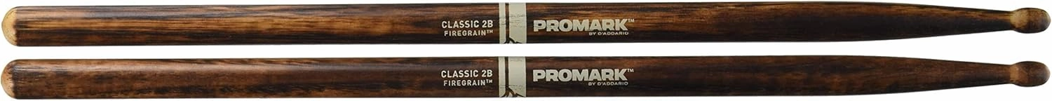 ProMark Drum Sticks - Classic Forward 2B Drumsticks - Drum Sticks Set - Oval Wood Tip - FireGrain Hickory Drumsticks - Consistent Weight and Pitch - 1 Pair