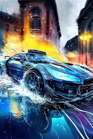 Puzzles for Adults 300 Pieces, Blue Racing Car Puzzles, Inspire Thinking Skills Gift Puzzles, Cartoon Car Wall Decor Bedroom Decor