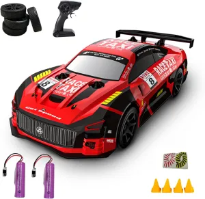 Q165 RC Drift Car, 1:20 Scale Remote Control Vehicle, 4WD R/C Cars, High Speed Drifting Cars with LED Lights and Drift Tires for Adults, 30km/h Fast RC Racing Car (Red)