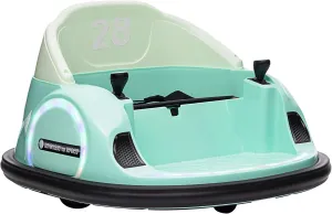 Qaba 12V Toddler Bumper Car Ride on Toy for Kids 1.5-5 Years Old, Baby Bumper Car with Remote Control, LED Lights, 360 Degree, Music, Green