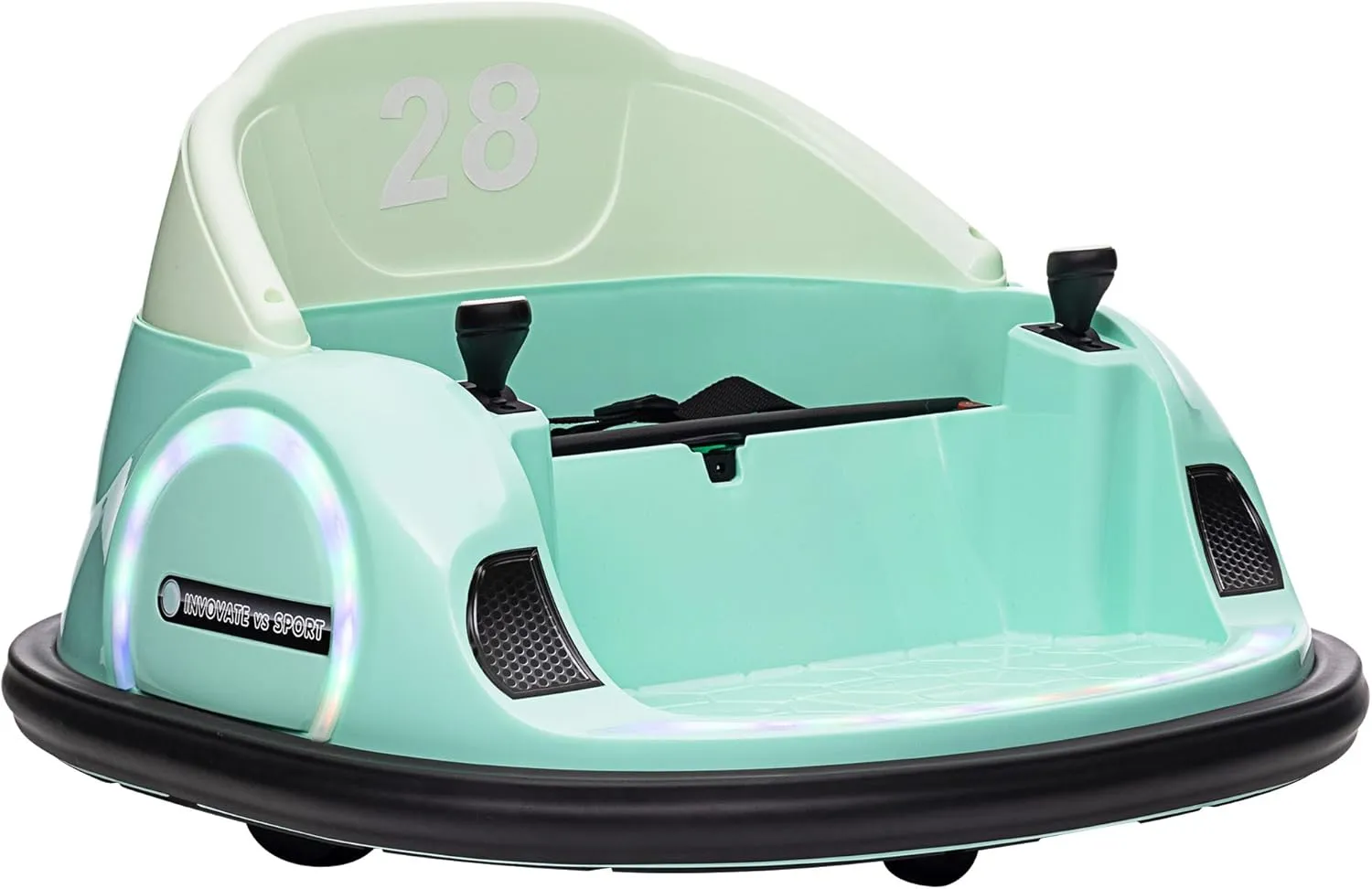 Qaba 12V Toddler Bumper Car Ride on Toy for Kids 1.5-5 Years Old, Baby Bumper Car with Remote Control, LED Lights, 360 Degree, Music, Green