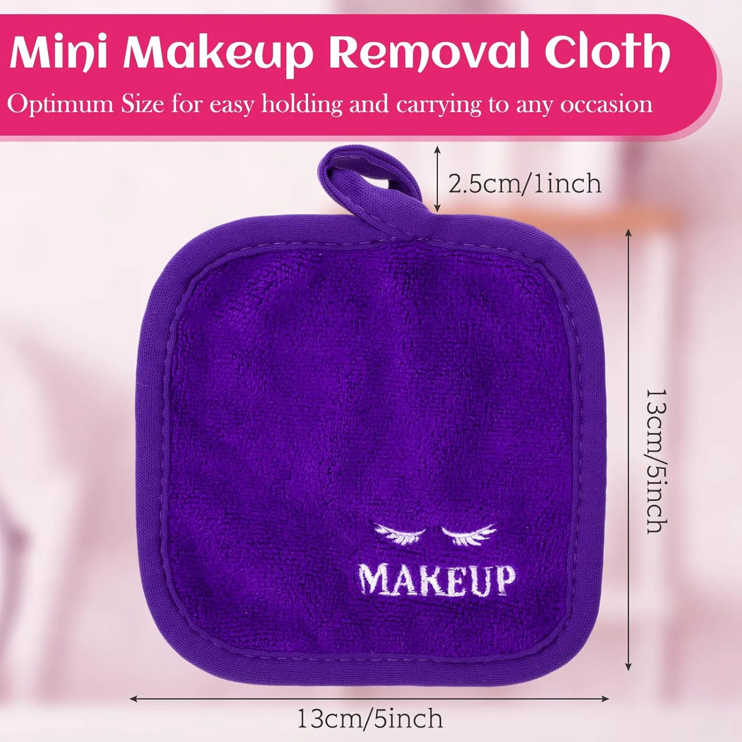 Queekay 48 Pcs Makeup Remover Cloths Reusable Washable Remover Pads Soft Microfiber Washcloths Facial Cloths Makeup Towels Holiday Gift for Women, 5 x 5 Inch(Black, Blue, Purple, Rose Red)