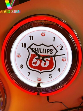 Queen Sense 15" Phillips 66 Gas Oil Neon Clock Personalized Vintage Garage Wall Clock A115P66GOLNC
