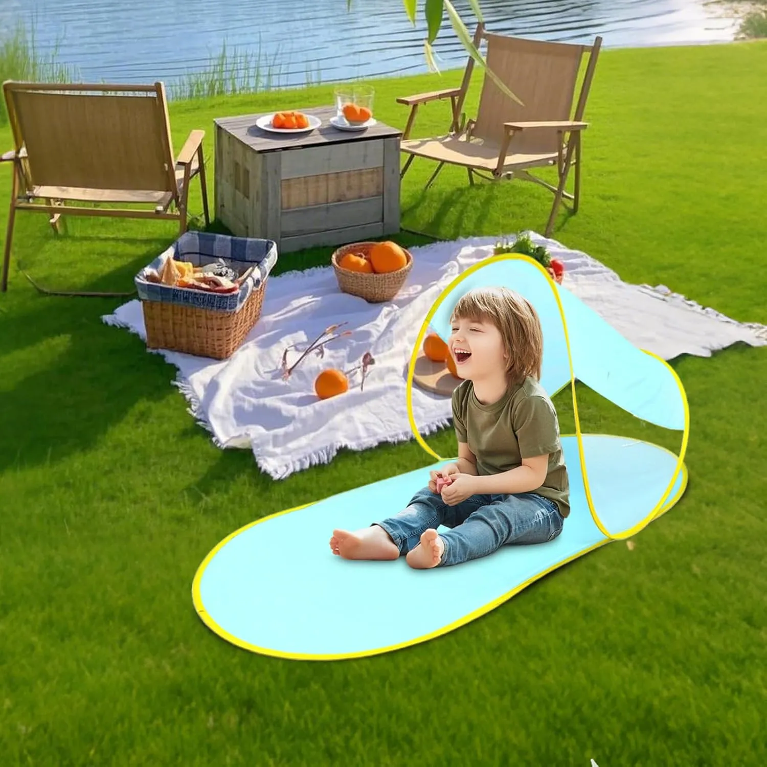 Quick Open Beach Tent | Folding Tent with Quick Pop Up | Portable Tent with UV Protection for Park Holidays, Family Outings, Camping, and Picnic