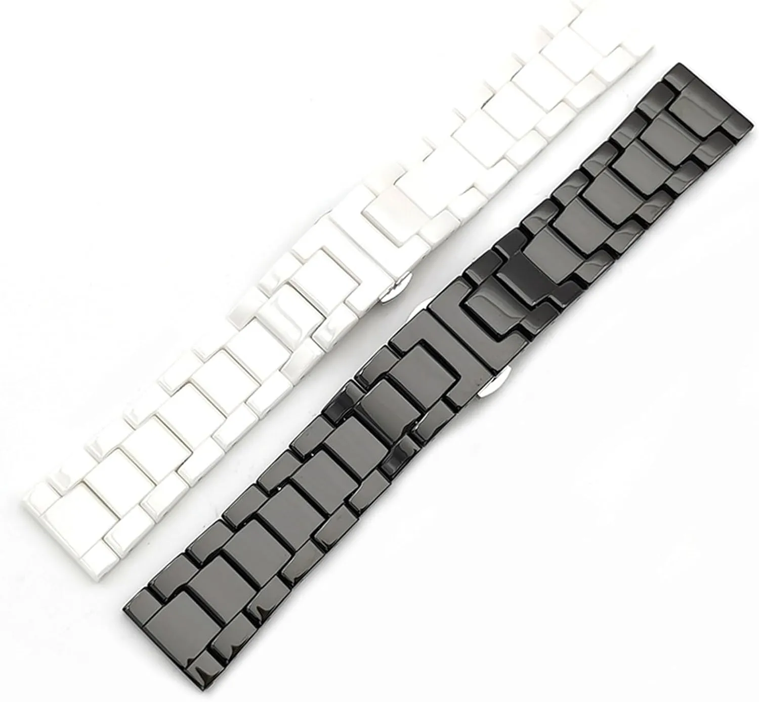 Quick Release Stainless Steel Ceramic Watch Strap 14-22mm Unisex Wristband Folding Buckle Watch Strap
