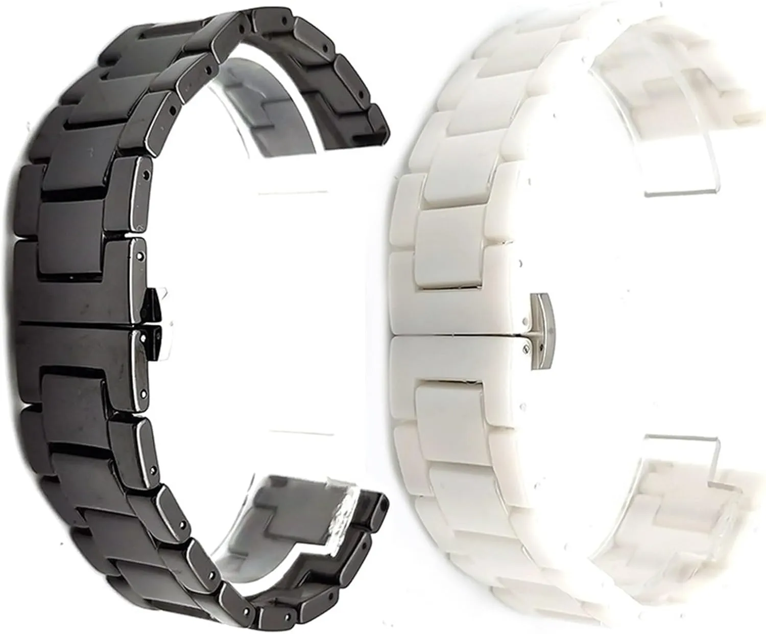 Quick Release Stainless Steel Ceramic Watch Strap 14-22mm Unisex Wristband Folding Buckle Watch Strap
