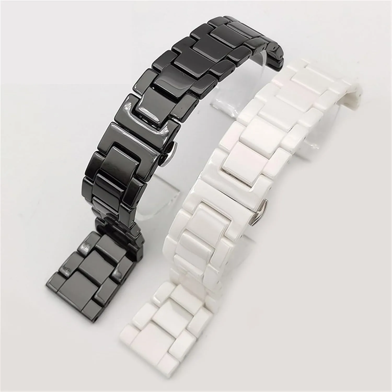 Quick Release Stainless Steel Ceramic Watch Strap 14-22mm Unisex Wristband Folding Buckle Watch Strap