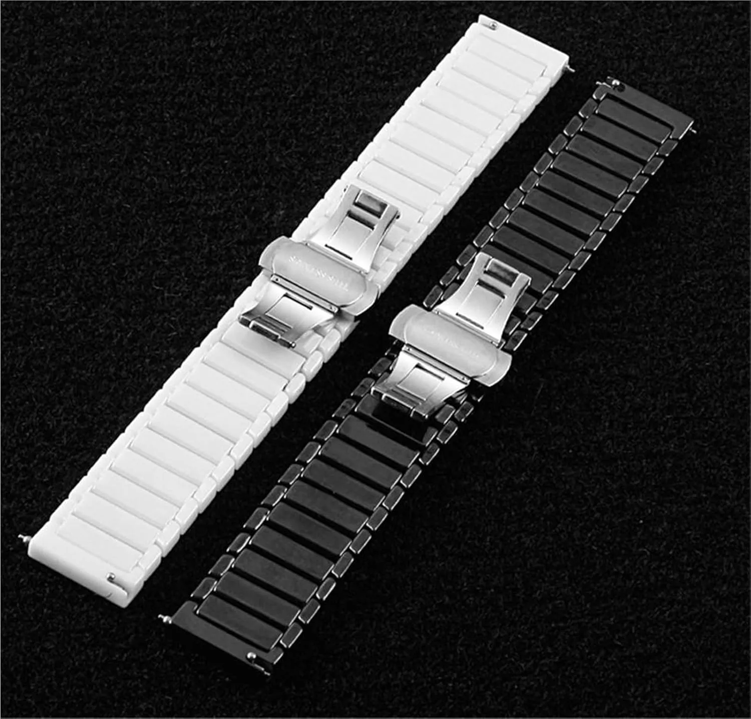 Quick Release Stainless Steel Ceramic Watch Strap 16-22mm Unisex Wristband Replacement Watch Strap Folding Buckle