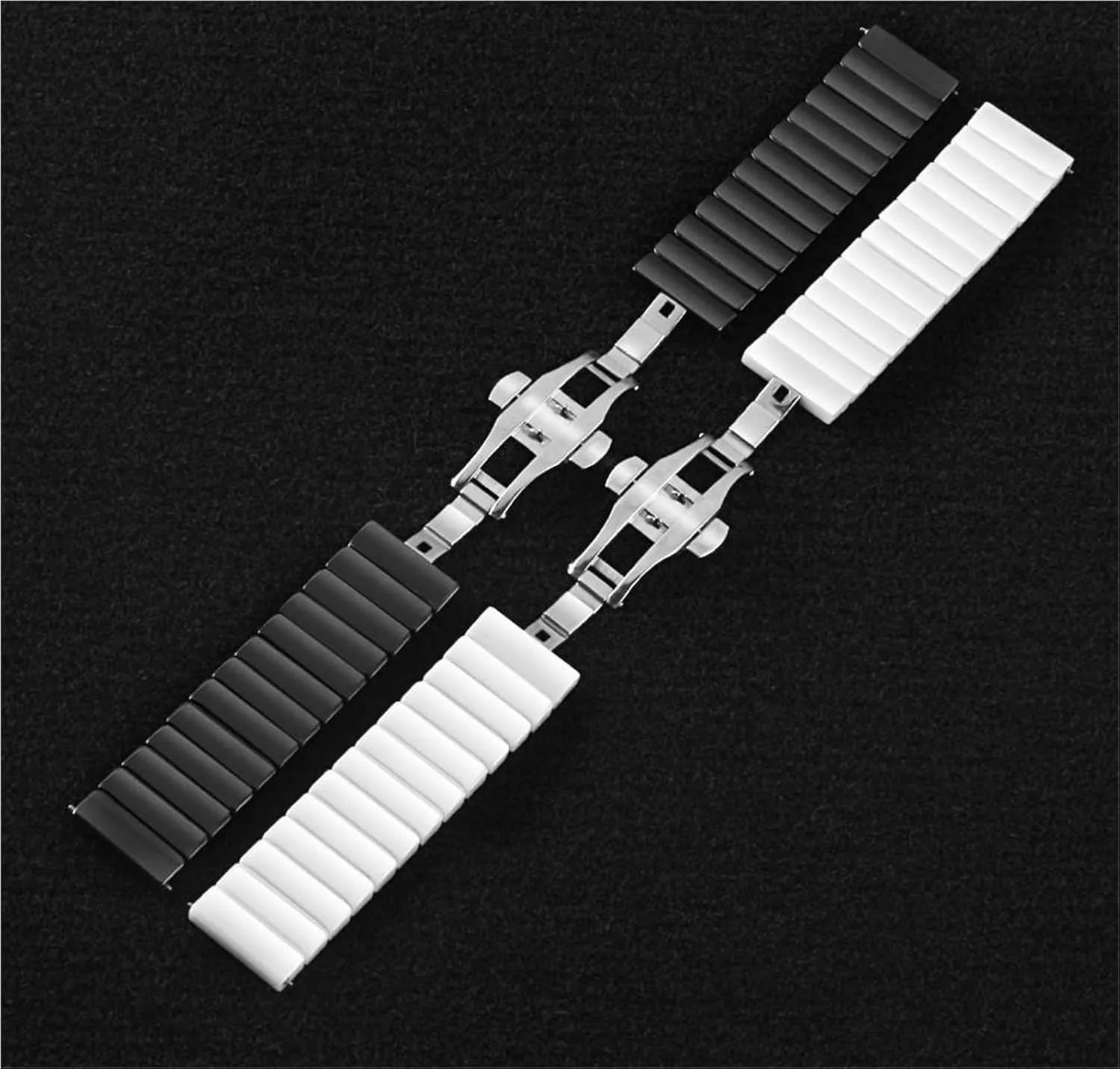 Quick Release Stainless Steel Ceramic Watch Strap 16-22mm Unisex Wristband Replacement Watch Strap Folding Buckle