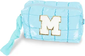 Quilted Makeup Bag Cosmetic Bag, Travel Toiletry Bag for Women, Cute Makeup Bag Organizer Puffer Pouch Bule M
