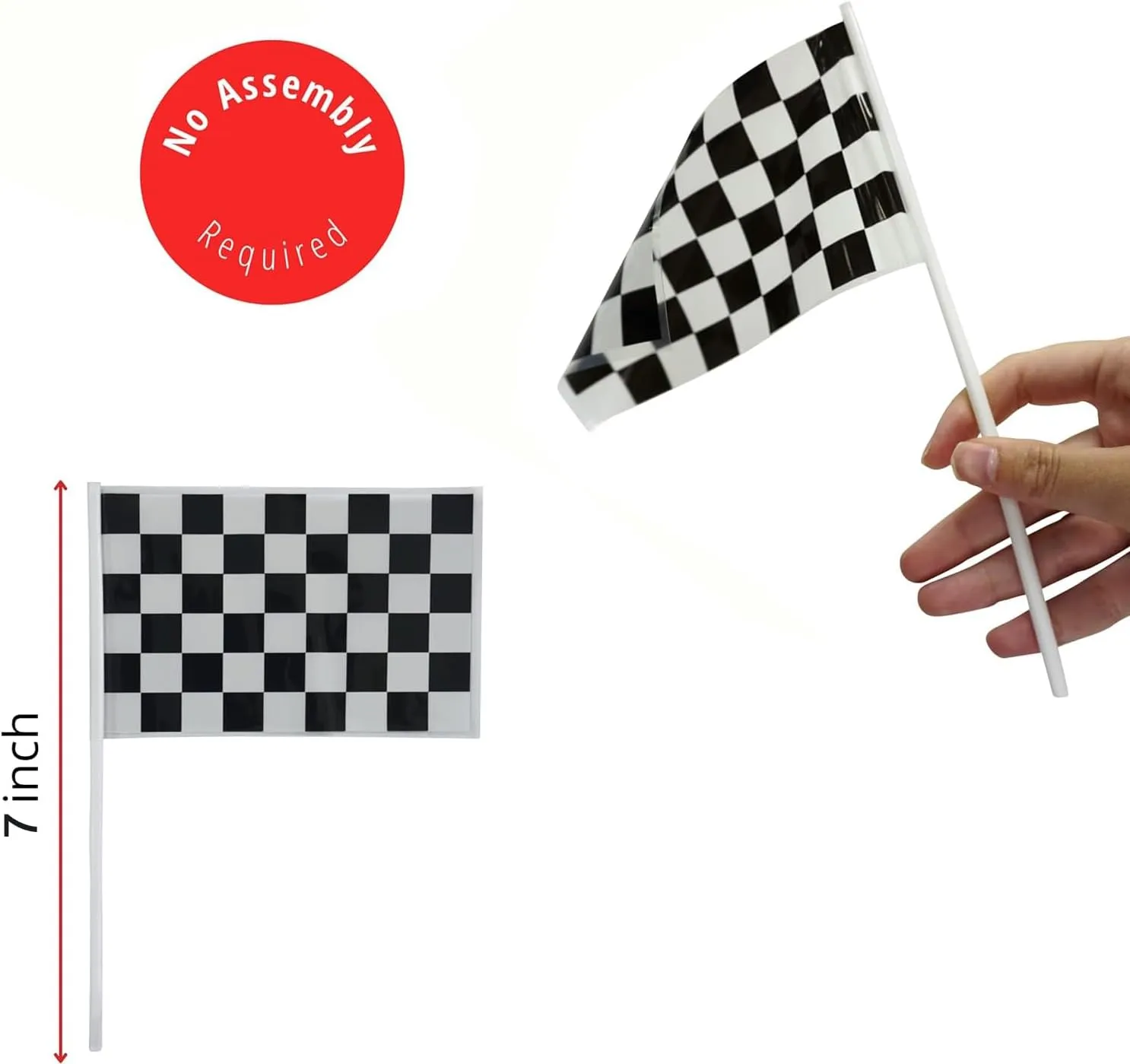 Race Car Birthday Party Decorations - 7inch Orange Race Cones with Checkered Flags,12 Traffic Cones, 24 Racing Black and White Flags,Racecar Theme Two Fast Centerpieces Supplies(36PCS)