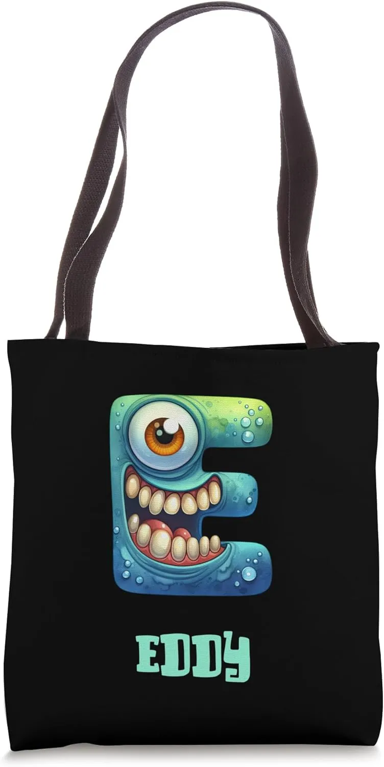 Rainbow Monster Eddy Halloween Letter Boys Name Tote Bag
