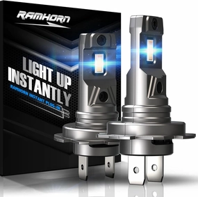 RAMHORN H7 Light Bulbs, 300% Brightness Upgrade Super Bright, No Adapter Required 1:1 Mini Size, Plug-N-Play, Non-Polarity Fog Light, Pack of 2