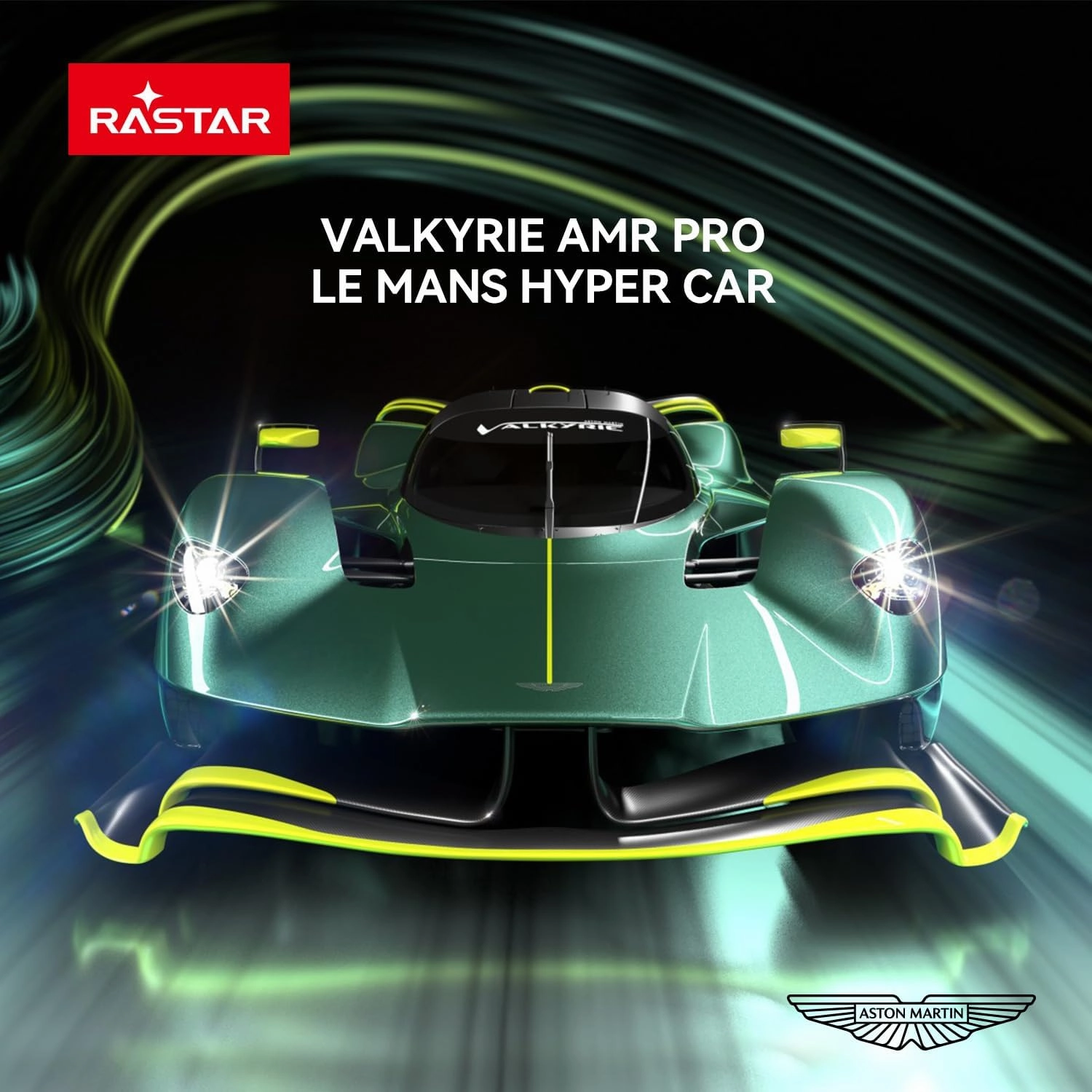 RASTAR RC Car 1/14 Scale Aston Martin Valkyrie AMR Pro Remote Control Car Aston Martin Valkyrie Model for Kids Boys Adults, Sparkling Green Open Doors 2.4G