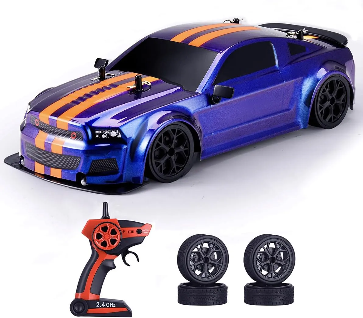RC Drift Car 1/14 Scale Remote Control Drift Car 4x4 Race RC Vehicle High Speed 30KM/H Remote Control Drifting Toy for Boys Kids RTR with LED Lights 2.4 GHz Drifting and Racing Tires