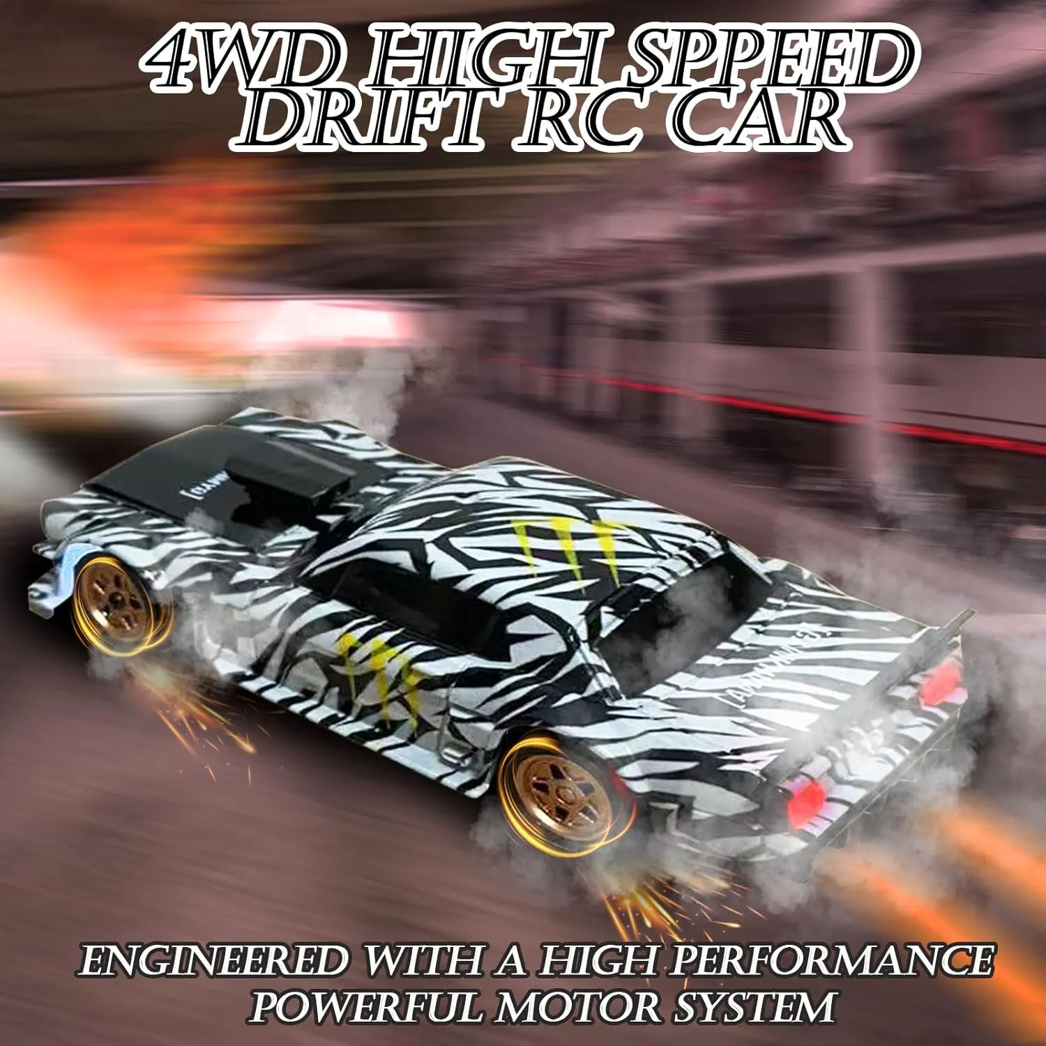 RC Drift Car, 1/43 Mini Remote Control Car with Gyroscope, 2.4GHz 4WD Full Proportional High Speed Fast RC Cars with LED Lights Racing Tires, Hobby RC Cars Toy Model Gift for Adults, Kids, Boys