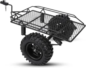 RC Trailer, Metal RC Bucket Trailer Simulation Trailing Car Black Mini Hauling Behind Car for TRX4 D90 SCX10 CC01 1/10 DIY Parts