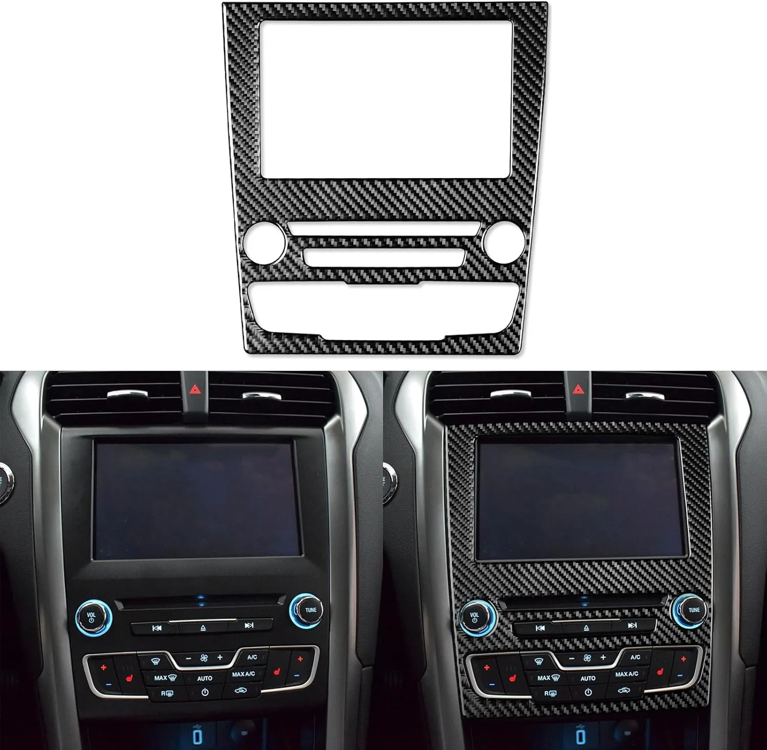 Real Bright Soft Carbon Fiber Car Dash Central Navigation Screen Control Panel ​​Sticker Compatible with Ford Mondeo/Fusion 2013 2014 2015 2016 2017 2018 2019 Auto Interior Accessories Black