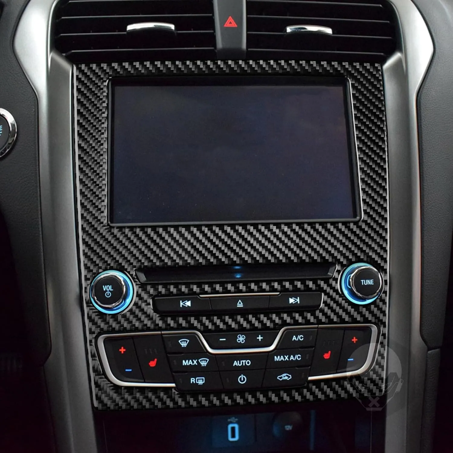 Real Bright Soft Carbon Fiber Car Dash Central Navigation Screen Control Panel ​​Sticker Compatible with Ford Mondeo/Fusion 2013 2014 2015 2016 2017 2018 2019 Auto Interior Accessories Black