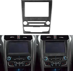 Real Bright Soft Carbon Fiber Car Dash Central Navigation Screen Control Panel ​​Sticker Compatible with Ford Mondeo/Fusion 2013 2014 2015 2016 2017 2018 2019 Auto Interior Accessories Black
