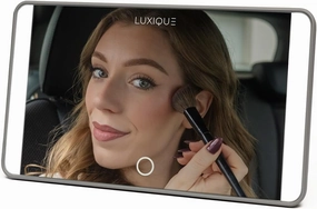 Rechargeable LED Sun Visor Mirror – 3 Dimmable Light Modes, Portable Makeup and Vanity Mirror, Weather-Resistant, Detachable Stand, Universal Fit, Perfect for Beauty, Grooming, Travel (Gray)