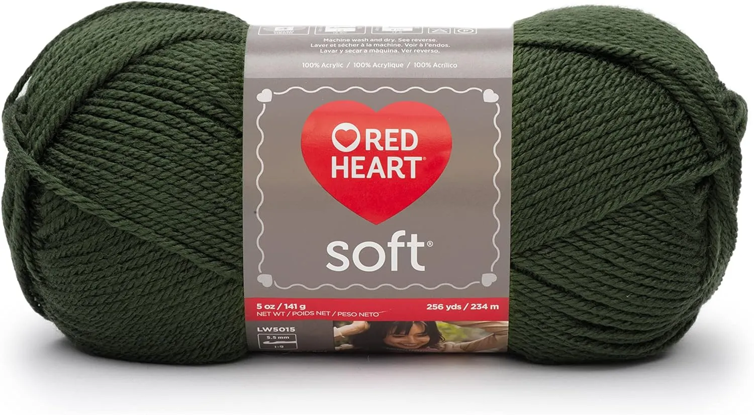 Red Heart Soft Dark Leaf Yarn - 3 Pack of 141g/5oz - Acrylic - 4 Medium (Worsted) - 256 Yards - Knitting/Crochet