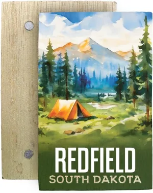 Redfield South Dakota Souvenir Wooden 2" x 3" Fridge Magnet Tent Design 4 Pack