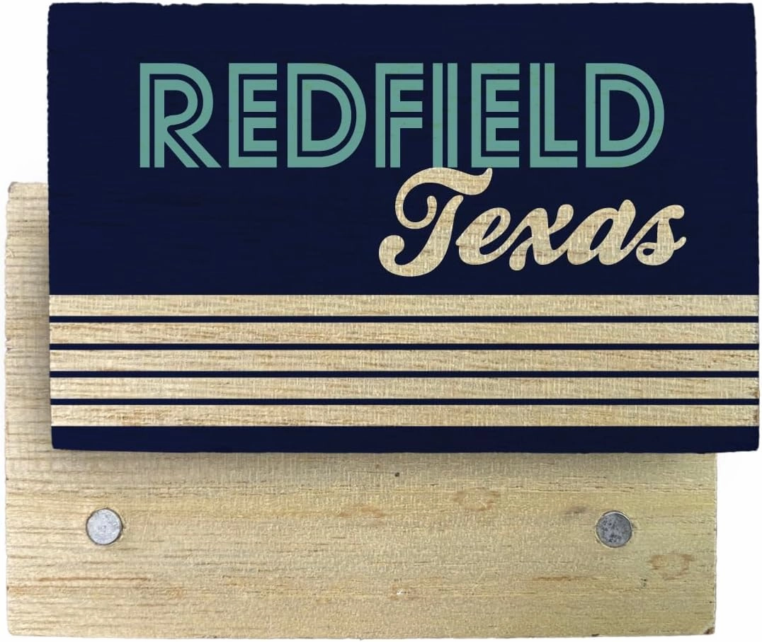 Redfield Texas Souvenir Wooden 2" x 3" Fridge Magnet Retro Design 4 Pack