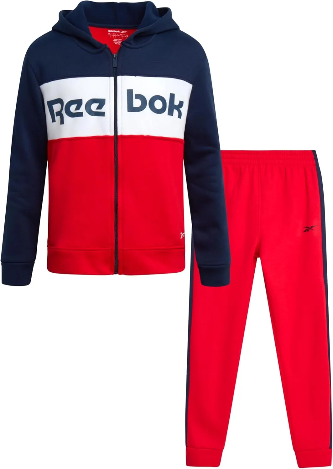 Reebok Boys' Active Sweatsuit - 2 Piece Performance Fleece Zip Hoodie Sweatshirt and Jogger Sweatpants - Activewear Set, 8-14
