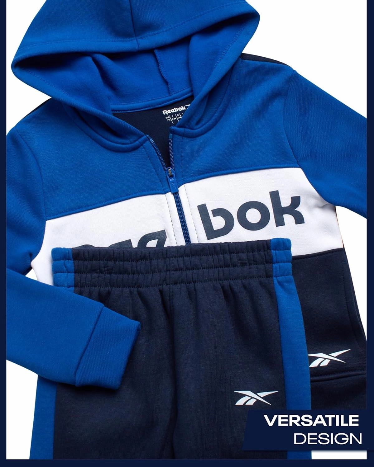 Reebok Toddler Boys' Sweatsuit Set - 2 Piece Active Fleece Zip Hoodie Sweatshirt and Jogger Sweatpants Set (Sizes: 2T-7)