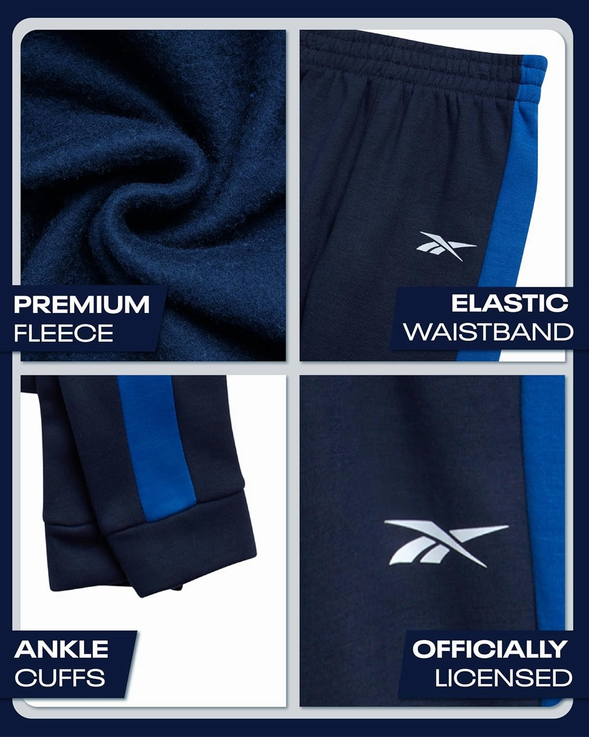 Reebok Toddler Boys' Sweatsuit Set - 2 Piece Active Fleece Zip Hoodie Sweatshirt and Jogger Sweatpants Set (Sizes: 2T-7)