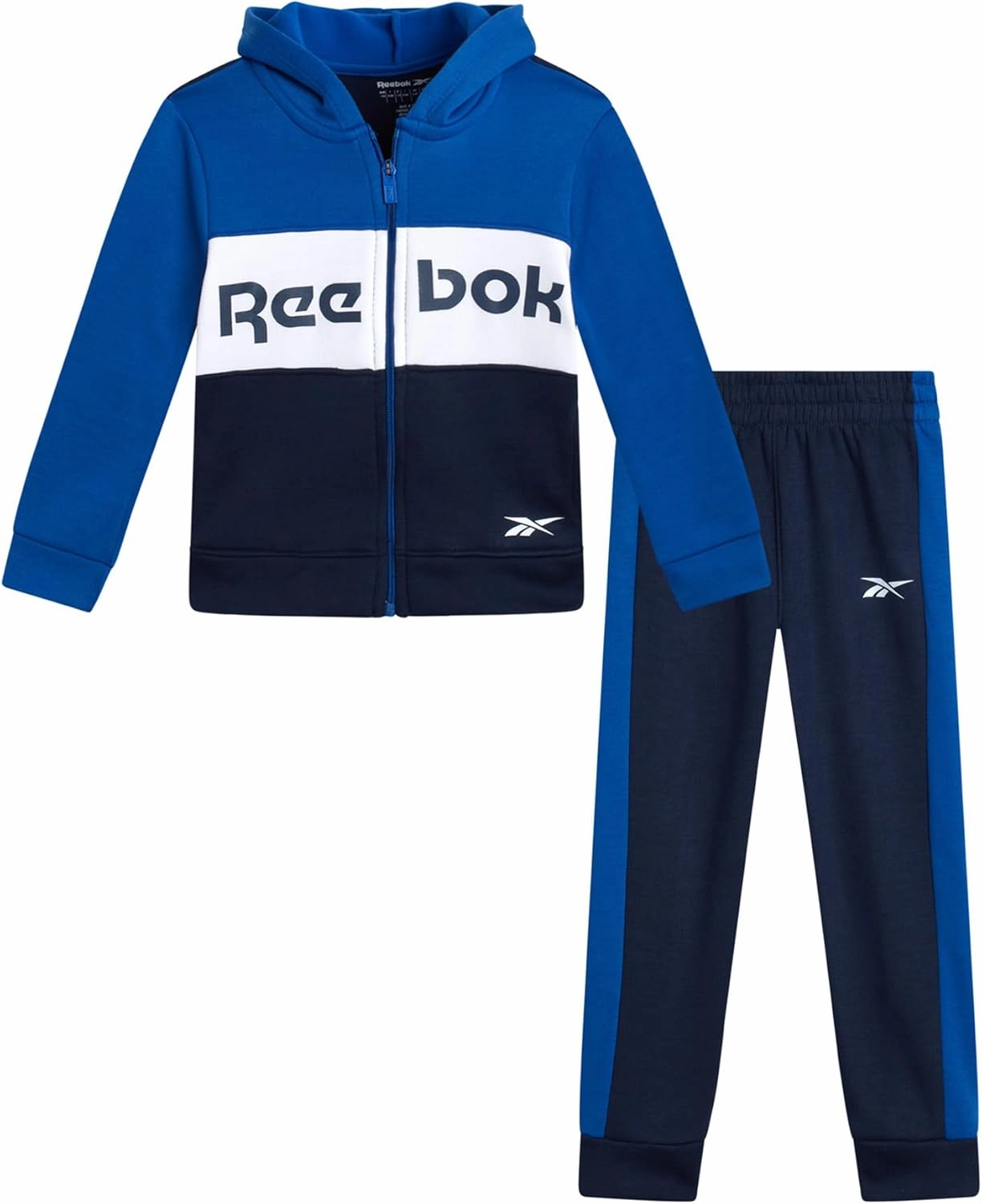 Reebok Toddler Boys' Sweatsuit Set - 2 Piece Active Fleece Zip Hoodie Sweatshirt and Jogger Sweatpants Set (Sizes: 2T-7)