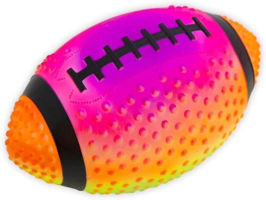 Regent Practice Football Neon Rainbow Colored 9" Spiked for gripping Control Made of Soft Rubber Inflatable Football Comes Pre Filled with Air Ready to use Great for The Pool or Playground