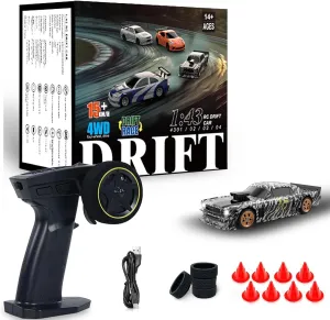 Remote Control Car, 1/43 Mini RC Drift Car without Gyroscope, 2.4GHz Full Proportional High Speed RTR 4WD Fast RC Cars with LED Lights Racing Tires, Hobby RC Cars Toy Model Gift for Adults, Kids, Boys
