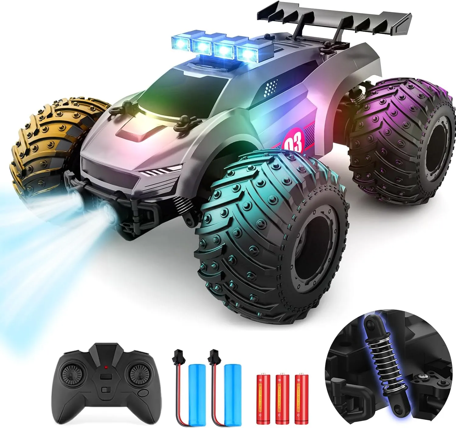 Remote Control Car - 20km/h 1:18 High Speed RC Cars Offroad with RBC &Headlights &Headlamps, 2.4GHz Toy Car Gift for 3 4 5 6 7 8 9 10-12 Year Old Boys Girls Kids